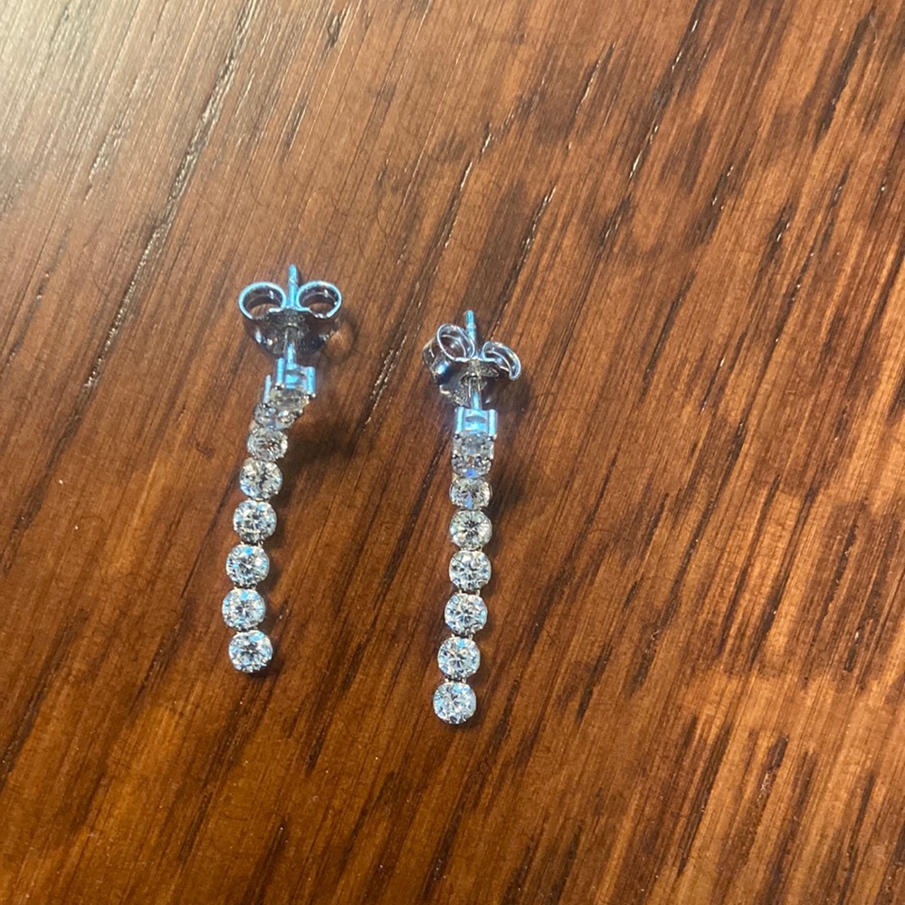 QVC Linear drop cubic zirconia earrings
